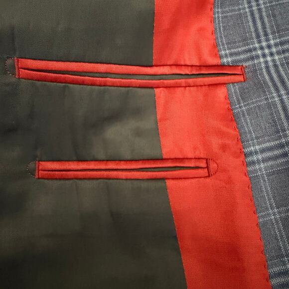 Daniel Hechter Paris Navy Blue Charcoal Grey Glen Sportcoat Wool Jacket Size 44L - Picture 5 of 10